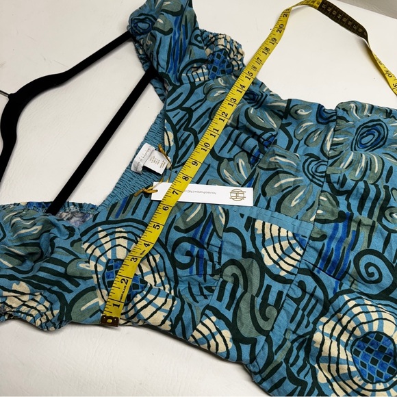 House Of Harlon 1990 linen/rayon Floral Blue Dress size small nwt - Picture 6 of 10
